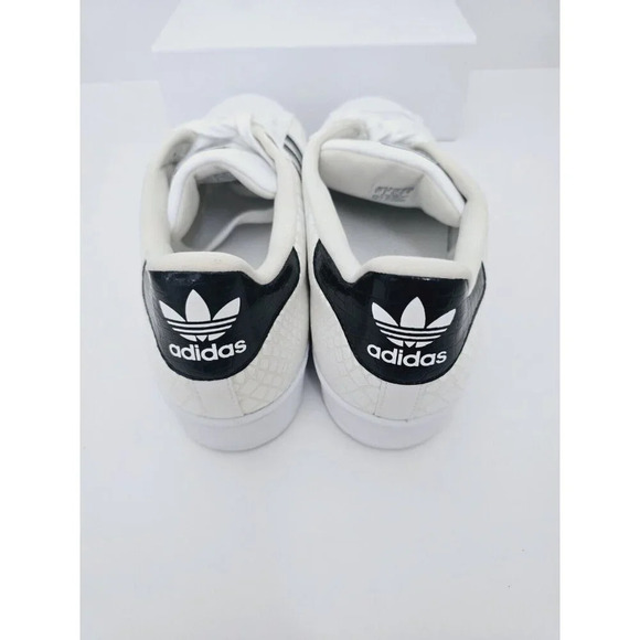 Adidas Superstar Snakeskin White Black Lace Up Leather Mens Sneakers Shoes 9.5 - Picture 9 of 11